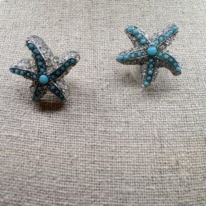 Stella and Dot turquoise and rhinestone starfish post earrings
